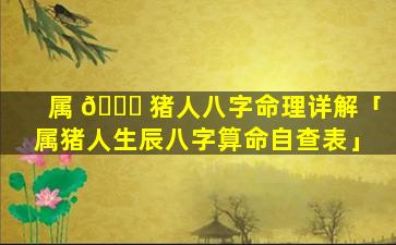 属 🐟 猪人八字命理详解「属猪人生辰八字算命自查表」